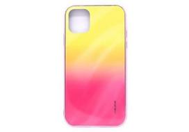 Korpuso galas, galinis dangtelis Evelatus         Apple      iPhone 11 Water Ripple Gradient Color Anti-Explosion Tempered Glass Case       Gradient Yellow-Pink
