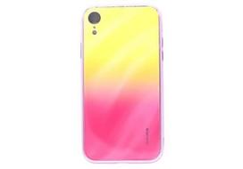 Korpuso galas, galinis dangtelis Evelatus         Apple      iPhone XR Water Ripple Gradient Color Anti-Explosion Tempered Glass Case       Gradient Yellow-Pink