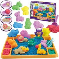 Woopie kinetinio smėlio rinkinys 1,2 kg XL ZOO su stalu ir formelėmis