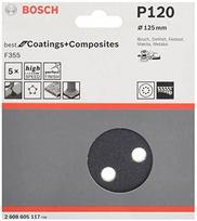 Šlifavimo lapas Bosch Pro F355, 120, 12.5 cm x 12.5 cm, 5 vnt.