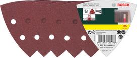 80 slifavimo padas - Šlifavimo lapas Bosch, 80, 9.3 cm x 9.3 cm, 25 vnt. - 1 nuotrauka