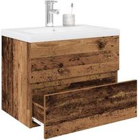 vidaXL Kriauklės spintelė su įmontuotu praustuvu ir maišytuvu 3328931, balta (White)