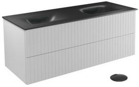 Vonios spintelė su praustuvu Besco Akya Linea, balta/juoda (White/Black)