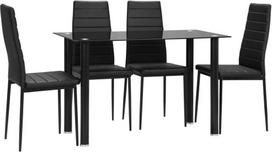 HOMCOM 5 dalių valgomojo komplektas, juodas (Black)