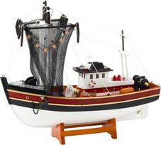 Lean Toys kolekcinis dekoratyvinis žvejybos laivas su tinklu 38x31 cm
