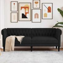 vidaXL Trivietė Chesterfield sofa, juoda (Black), audinys