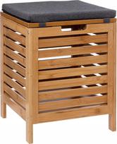 5five Simply Smart BAMBOO vonios taburetė su skalbinių krepšiu 2in1