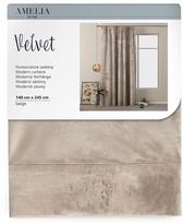 AmeliaHome Velvet Pleat Curtains Beige 140x245cm