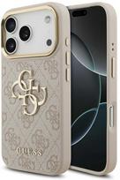 guess pu leather 4g - Guess PU Leather 4G Metal Logo Gold Frame Dėklas skirtas Apple iPhone 17 Pro - Rožinis (Pink) - 1 nuotrauka
