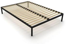 Lova TOPESHOP Alu, 140x200 cm, juoda (Black), su grotelėmis
