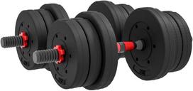 hanteliu rinkinys - HOMCOM 2-in-1 hantelių rinkinys 20 kg Juodas (Black) - 1 nuotrauka