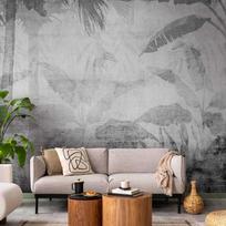 Fototapetas Artgeist Vanishing Jungle - Landscape Of Exotic Trees And Leaves In Grey Tones, 105 cm x 105 cm