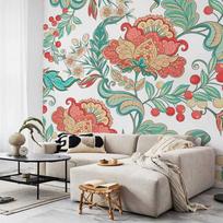 Fototapetas Artgeist Ethnic Vegetation - Plant Motif With Ornaments In Coloured Flowers, 70 cm x 70 cm
