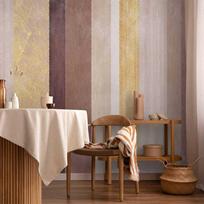 Fototapetas Artgeist Striped Pattern - Abstract Background In Stripes Of Different Colours With Gold Pattern, 280 cm x 400 cm