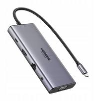 UGREEN CM639 USB-C Hub 4K60Hz, VGA, 2xUSB-C 3.2, 2xUSB-A, SD/TF, RJ45, AUX 3.5mm, Pilkas (Gray)