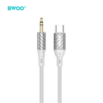 aux type c laidas - BWOO AUX Cable Type C į 3.5mm Jack AUX074 Sidabrinis (Silver) - 1 nuotrauka