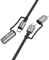cigareciu usb - Hoco U138 USB-C / Lightning į USB-C / cigarečių žiebtuvėlio laidas 1.2 m Pilkas (Grey) - 1 nuotrauka