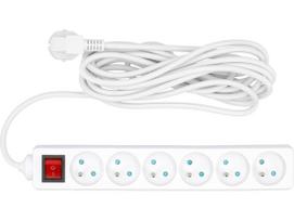 ilgintuvas 5 lizdai - Vorel 72535 Elektros tinklo ilgintuvas 6 lizdai, 5m, su jungikliu ir įžeminimu, Baltas (White) - 1 nuotrauka