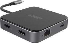 usb type c port - Acer HP.DSCAB.013 7-in-1 USB-C Docking Station Juoda, Sidabras (Black, Silver) - 1 nuotrauka