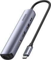 UGREEN Revodok CM418 USB-C Hub 100W PD - 2x USB, HDMI 4K 30Hz, RJ45 1Gbps Pilkas (Gray)