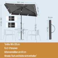 Songmics Lauko skėtis 180 x 125 cm, pilkas (Grey)