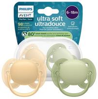 philips avent ciulptukas 2 vnt - PHILIPS AVENT Ultra Soft SCF091/45 čiulptukas, Geltona/Žalia (Yellow/Green), 6-18 mėn., 2 vnt. - 1 nuotrauka