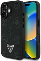 Guess Grained Hot Stamp Peony Triangle Logo MagSafe Dėklas Apple iPhone 16 - Juodas (Black)