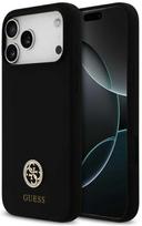 Guess Silicone Logo Strass 4G MagSafe Dėklas iPhone 17 Pro Max - Juodas (Black)