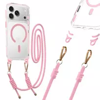 deklas su dirzeliu telefonams - Tel Protect "Strap Clear Case" Apple iPhone 17 Pro Rožinė (Pink) - 1 nuotrauka