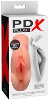 Masturbatorius Pipedream PDX Plus Perfect Pussy dvigubas, kūno spalvos