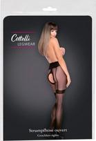 seksualus apatiniai - Cottelli Collection Atviros pėdkelnės 3 Juodos (Black) - 1 nuotrauka