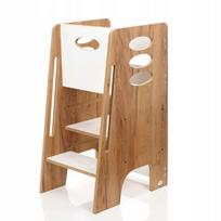 Montessori virtuvės bokštelis vaikams, 80 cm, rudas / baltas