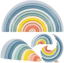 medines kaladeles - Tooky Toy Montessori pastelinė dėlionė - vaivorykštė - 1 nuotrauka
