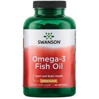 SWANSON OMEGA-3 žuvų taukai, citrinų skonio, 1000 mg, 60 kapsulių
