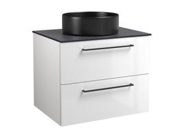 Vonios spintelė RB BATHROOM LUNA 61 x 50 x 46,5 cm, baltos sp., su juodu HPL stalviršiu