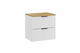 Apatinė vonios spintelė COMAD ADEL WHITE su stalviršiu 60 cm, balta/ąžuolo