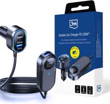 car charger pd - 3MK Dvigubas automobilinis įkroviklis 135W PD QC PPS USB-C/USB-A Juodas (Black) - 1 nuotrauka
