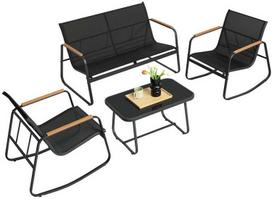 Lauko baldų komplektas Songmics, juodas (Black), 4 vietų
