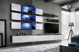 ASM Fly J3 Living Room Wall Unit Set White/Black