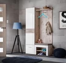 ASM Gustavo V Hallway Wall Unit Set Gloss White/Wellington Oak