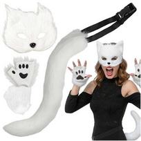 karnavaliniai kostiumai - RUHHY - Katės/Lapės/Vilko kostiumas, baltas (White) 4in1 - 1 nuotrauka