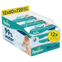 pamperiai - Pampers Aqua drėgnos servetėlės kūdikiams, 12 x 60 vnt - 1 nuotrauka