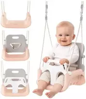 vaikiskos supynes - Kruzzel 3in1 vaikiškos sūpynės, pilkai smėlio spalvos (Gray-Beige) - 1 nuotrauka