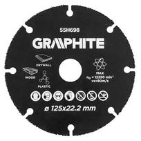 pjovimo diskai 125 - Graphite HM pjovimo diskas medienai ir plastikui 125 x 22,2 mm, 55H698 grafitas - 1 nuotrauka