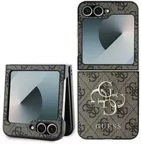 z flip6 - Guess PU 4G Metal Logo Dėklas Samsung Galaxy Z Flip 6/7 FE - Rudas (Brown) - 1 nuotrauka