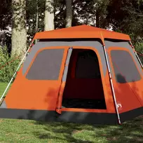vidaXL stovyklavimo palapinė, pilka/oranžinė (Gray/Orange), keturvietė, kupolinė