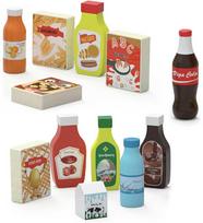 Viga Toys medinių užkandžių ir gėrimų rinkinys, 12 maisto produktų