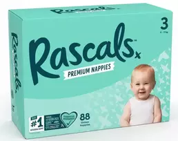 Rascal And Friends sauskelnės, 3 dydis, 6-11 kg, 88 vnt.