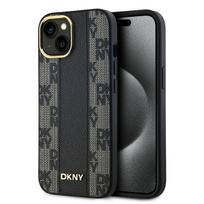 iphone 14 apple leather case magsafe - DKNY Leather Checkered Mono Pattern MagSafe Case for iPhone 14/15/13 - Black - 1 nuotrauka
