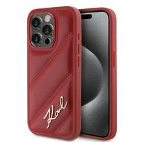 telefono deklas karl lagerfeld - Karl Lagerfeld Diagonal Quilted Script case for iPhone 15 Pro - red - 1 nuotrauka